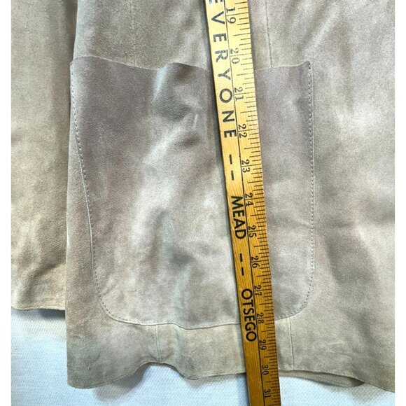 Vintage J. Peterman Womens Leather Blazer Jacket Size 12 Beige Tan 100% Leather - Picture 6 of 13